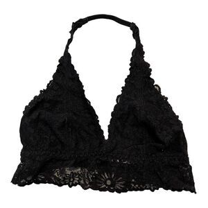 Victoria's Secret PINK Womens Floral Lace Lightly Lined Halter Bralette Black XS
